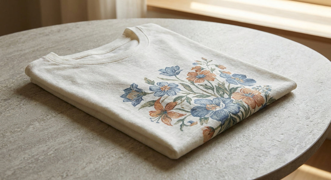 Close-up of a soft cotton t-shirt with a smooth, matte DTF transfer print that showcases the fabric's breathable texture and retail-quality hand feel.